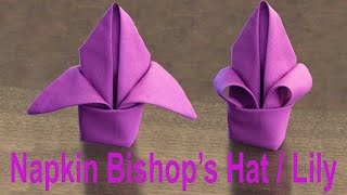 Napkin Fold Bishops Hat  Lily Tutorial [upl. by Tybald890]