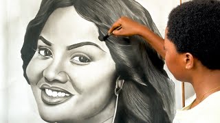 A true gifted hand  Felicia from Ahantaman Girls draws Nana Ama McBrown [upl. by Rotsen]