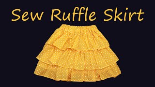 How to Sew a Three Tiered Ruffle Skirt  LayerFrill Skirt Cutting and Stitching [upl. by Richmal]