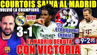 El MADRID GANA 31 al STUTTGART ¡OTRO GOL de ENDRICK y COURTOIS SALVADOR  BAYERN HUMILLA con 92 [upl. by Streetman]