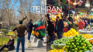 TEHRAN 2021 4K  Walking from Ferdows Garden to Tajrish Square amp Bazaar before Nowruz [upl. by Norbel]