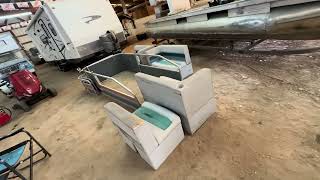 2000 Pontoon Boat Project 202425 Episode 2 quotremoving side railing seats amp carpetquot [upl. by Aneekas565]