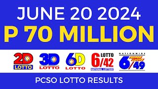 Lotto Result Today 9pm June 20 2024  PCSO Complete [upl. by Lasser]