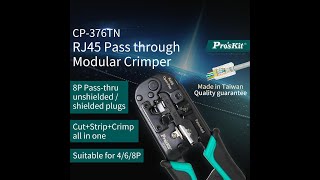 ProsKit RJ45 Pass through Modular Crimper CP376TN crimper 468P unshieldedampshieldedPlugs RJ45 [upl. by Matlick]