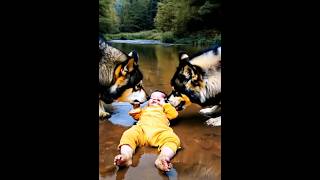 wolf is loving human child  shortsvideo shortsanimal [upl. by Tatiania]