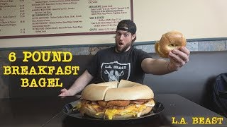 Massive 6 Pound Breakfast Bagel vs LA BEAST Calories Unknown [upl. by Kirtap575]