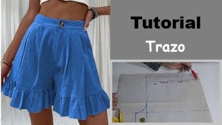 Aprende el TRAZO del PATRÓN de este hermoso SHORT DE VOLADOS a la moda [upl. by Gary]