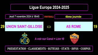 UNION SAINTGILLOISE  AS ROME  4ème journée  Ligue Europa 20242025 [upl. by Woods]