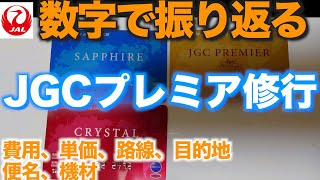 JAL JGCプレミア修行 搭乗回数、費用、FOP単価、目的地、路線、機材、便名などを数字で振り返ってみた プレミアのカードが届いたので開封もしてみた【上級会員を目指すステータス修行】 [upl. by Nelav]