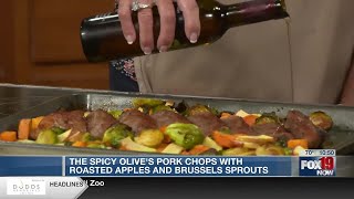 Fall Flavors The Spicy Olives Pork Chops with Roasted Apples and Brussels Sprouts [upl. by Darrelle838]