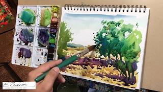 Pintando con acuarela Paisaje de campo Clases con acuarela Técnicas de pintura ENRIQUE ZALDIVAR [upl. by Handbook266]