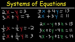 How To Solve Systems of Equations By Elimination  Examples With Fractions amp 3 Variables [upl. by Latin]