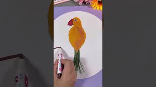 C Bird Art With Leaf art painting shorts [upl. by Melvyn420]