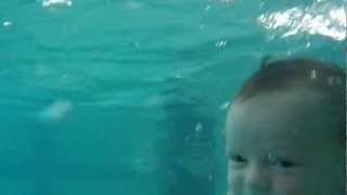 Baby infant swimming under water  4 weeks old [upl. by Roybn]