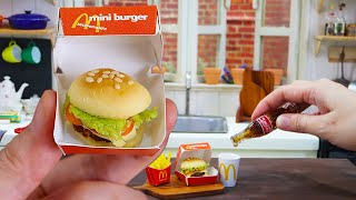 CHEESEBURGER 🍔 amp FRIES Miniature Cooking ASMR Mini KITCHEN TOY SET Miniature Cusina [upl. by Aciretal]