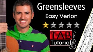 Greensleeves Easy version  Classical and Fingerstyle Guitar Tutorial  Sheet and Tab [upl. by Prichard]