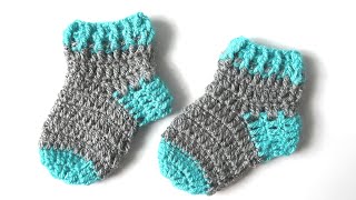 How To Crochet Newborn Easy Socks 👶01 month [upl. by Zohar488]