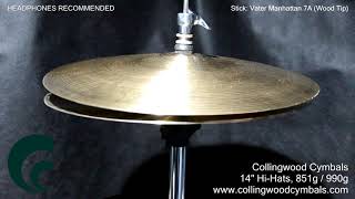 Collingwood Cymbals 14quot HiHats 851g  990g [upl. by Andrews]