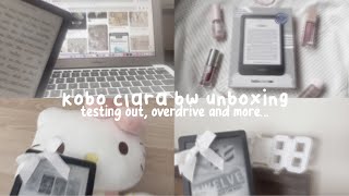 kobo clara bw unboxing🩰⊹ ࣪ ˖ ʚɞ testing out overdrive and more… [upl. by Aid]