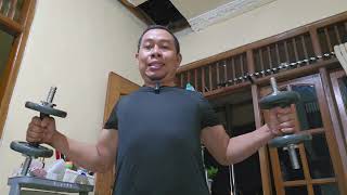 workout pagi angkat dambble dan barbel memerangi perut yang mau buncit [upl. by Ahseuqal]