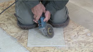 How To Cut A Floor Tile Circle For Toilet Flange [upl. by Covell777]