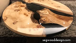 Epoxy round coffee table  black epoxy and poplar [upl. by Irtimid]