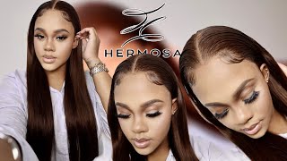 PERFECT CHOCOLATE BROWN STRAIGHT HAIR STEP BY STEP FT HERMOSA HAIR [upl. by Samanthia]