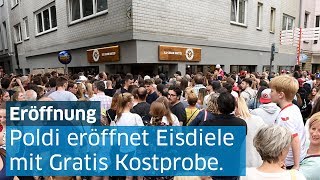 Lukas Podolski eröffnet Eisdiele mit Gratis Eis [upl. by Adaner]