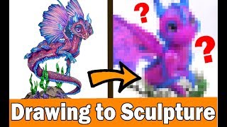 TURNING YOUR ART INTO SCULPTURE 1 Polymer Clay Dragon DIY CRAFT Art Challenge [upl. by Buyse657]