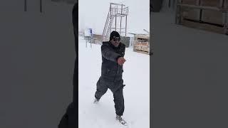 Diamir Police officer enjoying snowfall at Babusar Top [upl. by Audre]