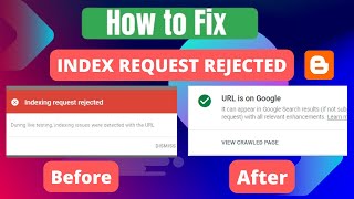 Indexing Request Rejected Blogger  Google Search Console   URL is Not on Google  100 Fixed [upl. by Melena]