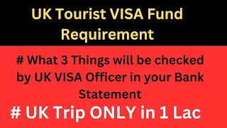 Uk visitor visa fund Requirements  3 Things checked by VISA Officer in Statement [upl. by Cavallaro]