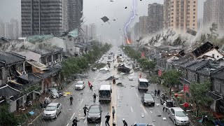 Shanghai China is devastated Powerful typhoon destroys buildings 377000 evacuated [upl. by Macnamara]