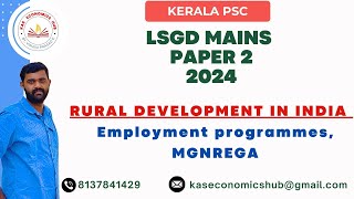 LSGD Mains Paper 2 Rural Development in India Employment Policies MGNREGA lsgd kpsc paper2 [upl. by Lanoil]