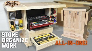 Maximize A Garage Workshop  ALLINONE  Space Saving Tool Trolley And Work Table [upl. by Keelia747]