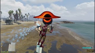 GTA V 5 SUPERHERO IRONMAN Releases SUPER BLACK HOLE In Drawing Putput [upl. by Eradis700]