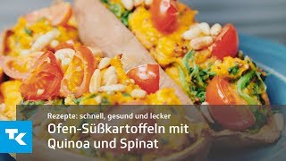 OfenSüßkartoffeln mit Quinoa und Spinat [upl. by Ellenhoj593]