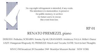 RENATO PREMEZZI Brooklyn Museum recital bcast 28 December 1969 NEW YORK [upl. by Icaj]