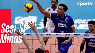 SESISP 2 X 3 MINAS  MELHORES MOMENTOS  SUPERLIGA MASCULINA DE VÔLEI  sportv [upl. by Oretna]