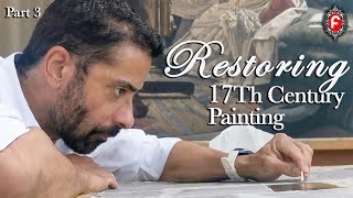 Restoring an Old Painting Cleaning Varnish Removal amp Canvas RepairPart3 fineartrestoration [upl. by Eloc]