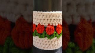 Plus65Crafts  mug  tumbler tulip cover crochet [upl. by Nylleoj]