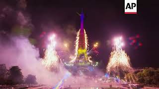 Paris marks Bastille day with firework display [upl. by Sdlonyer]