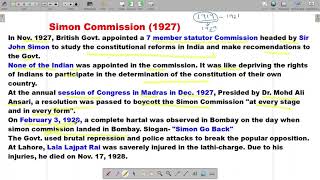 Saimon Commission In Hindi ।। Complete National Movement for Upsc In Hindi ।। Modern History [upl. by Eetnahs]