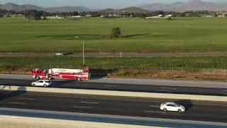 Drone shot of Menifee Fire Truck 76 driving by [upl. by Annawak821]