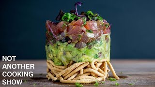 how to make a HAWAIIAN TUNA POKE TOWER [upl. by Pavlov]