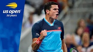 Milos Raonics Earns Straight Set Win Over Stan Wawrinka at the 2018 US Open [upl. by Mallissa]