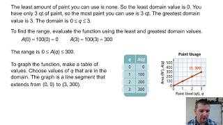 Algebra 1 46 Formalizing Relations amp Functions Problem 5  Identifying Reasonable Domain amp Rang [upl. by Neillij]