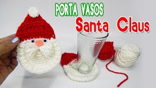 PORTAVASOS de SANTA CLAUS Tejido a crochet  Decoracion navideña [upl. by Aeuhsoj]