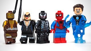 SpiderMan Venom Black Cat Hydro Man Shocker Chameleo Unofficial Lego Minifigures [upl. by Annair]