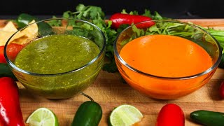 Two TAQUERIA STYLE SALSA Recipes  Traditional Green amp Red Jalapeño for Tacos [upl. by Minna884]